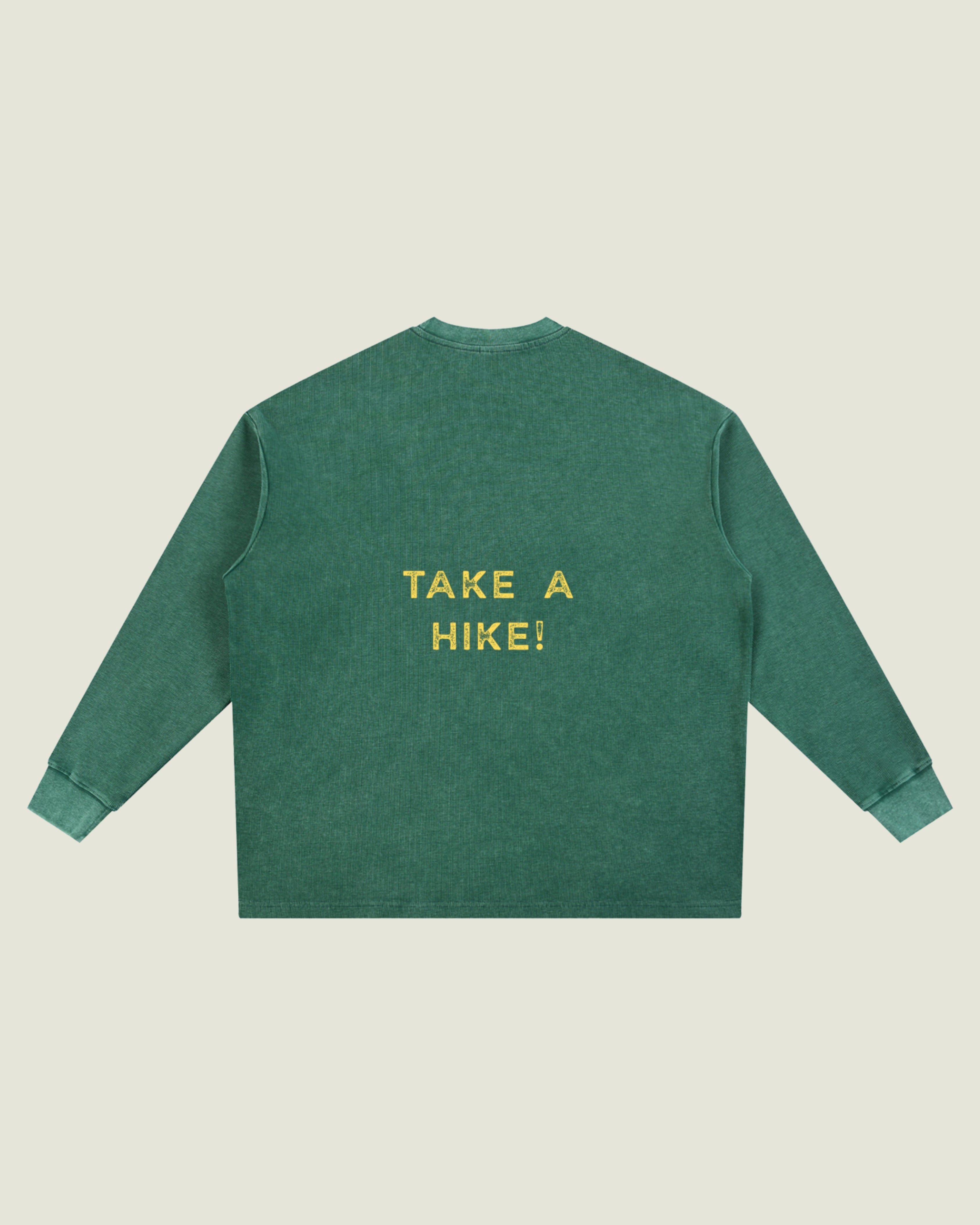 Vintage Wash Waffle Oversized Long Sleeve “Take a Hike!”