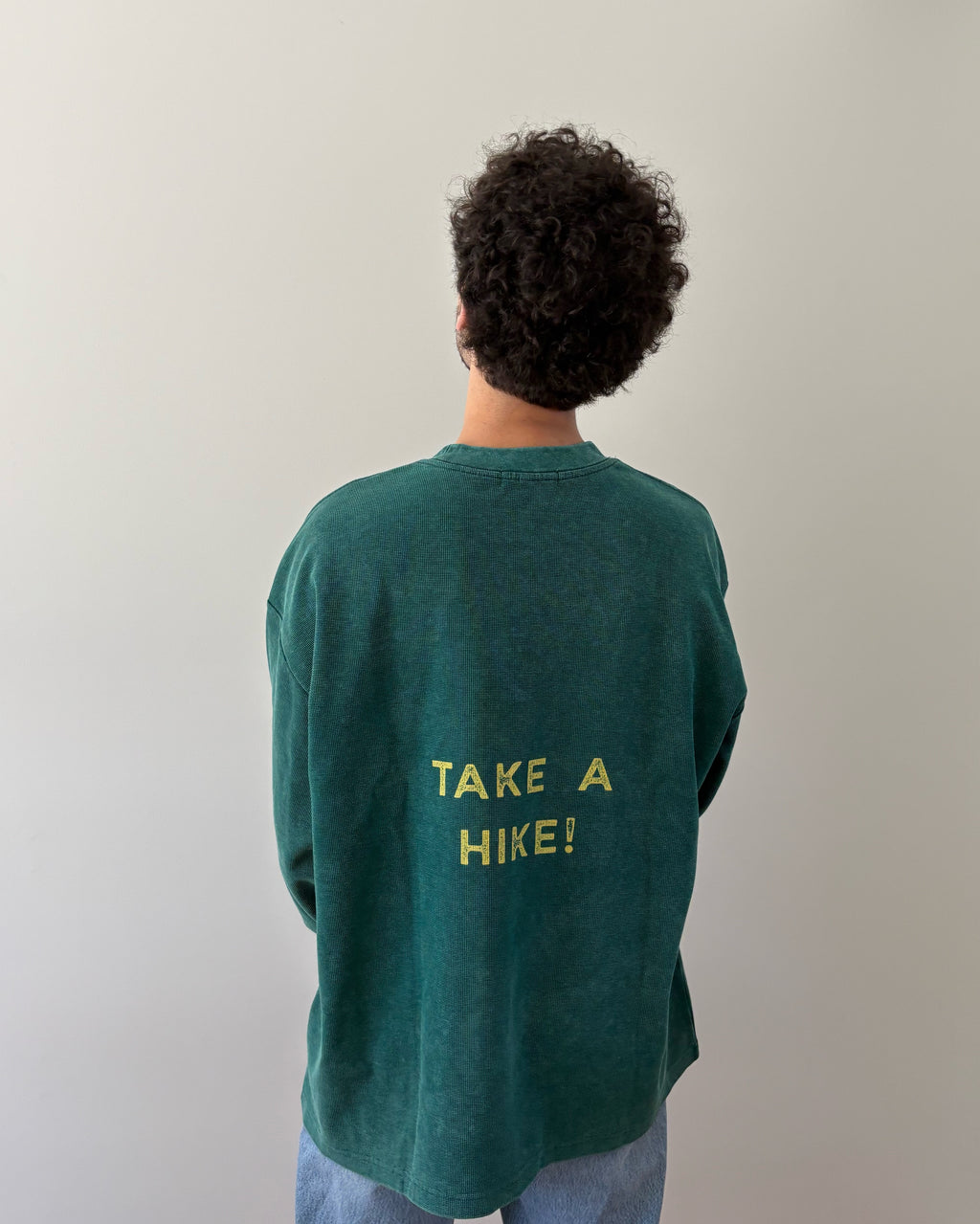 Vintage Wash Waffle Oversized Long Sleeve “Take a Hike!”